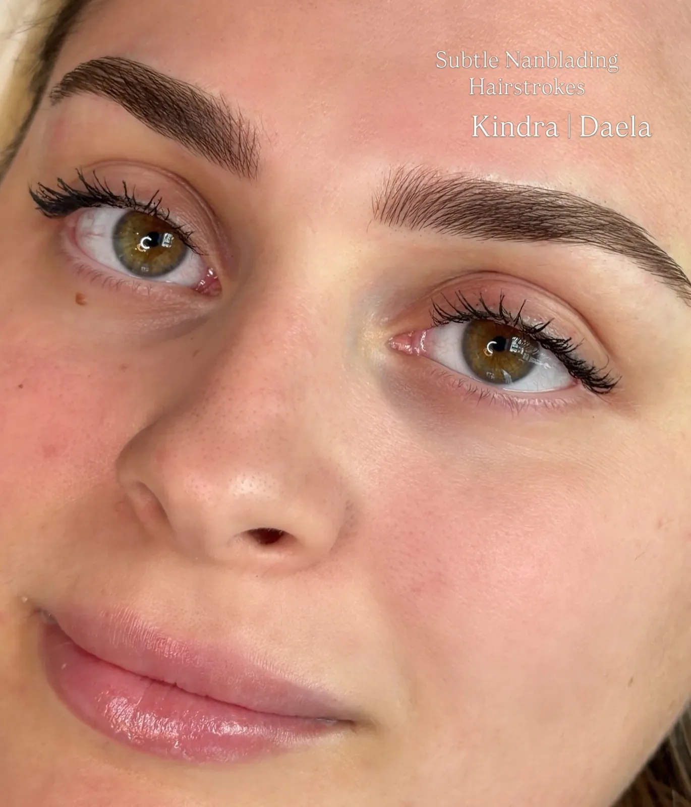 Tattoo of eyebrows on eyebrows by Kindra, tattoo artist in Portland, Oregon