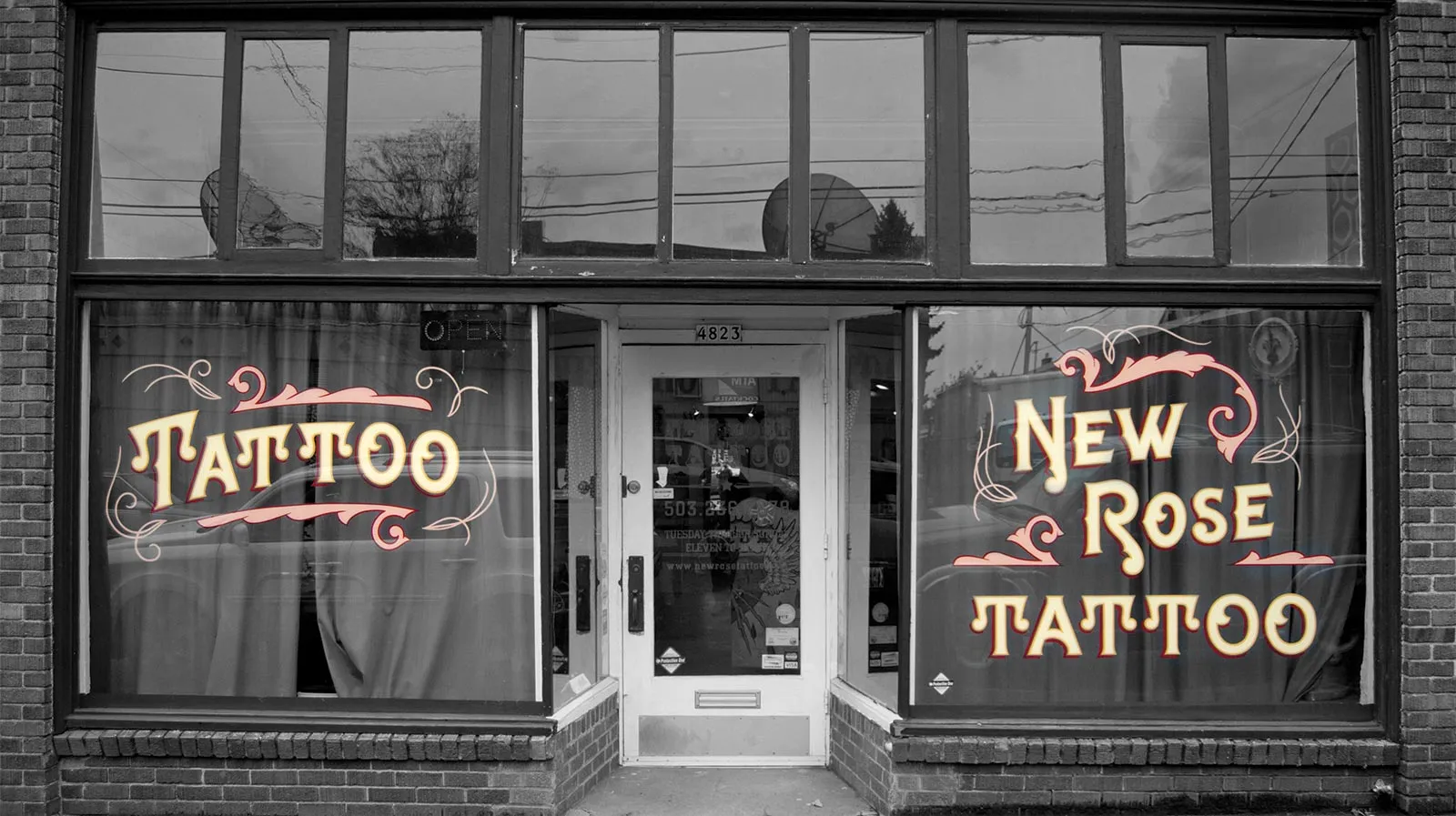 New Rose Tattoo exterior, tattoo shop in Portland Oregon